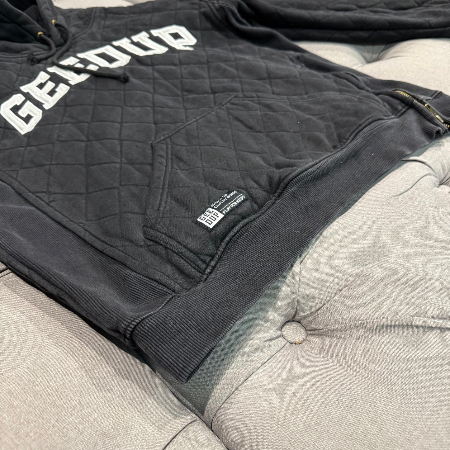 Geedup Quilt Logo Hoodie 'Black' (Second hand)