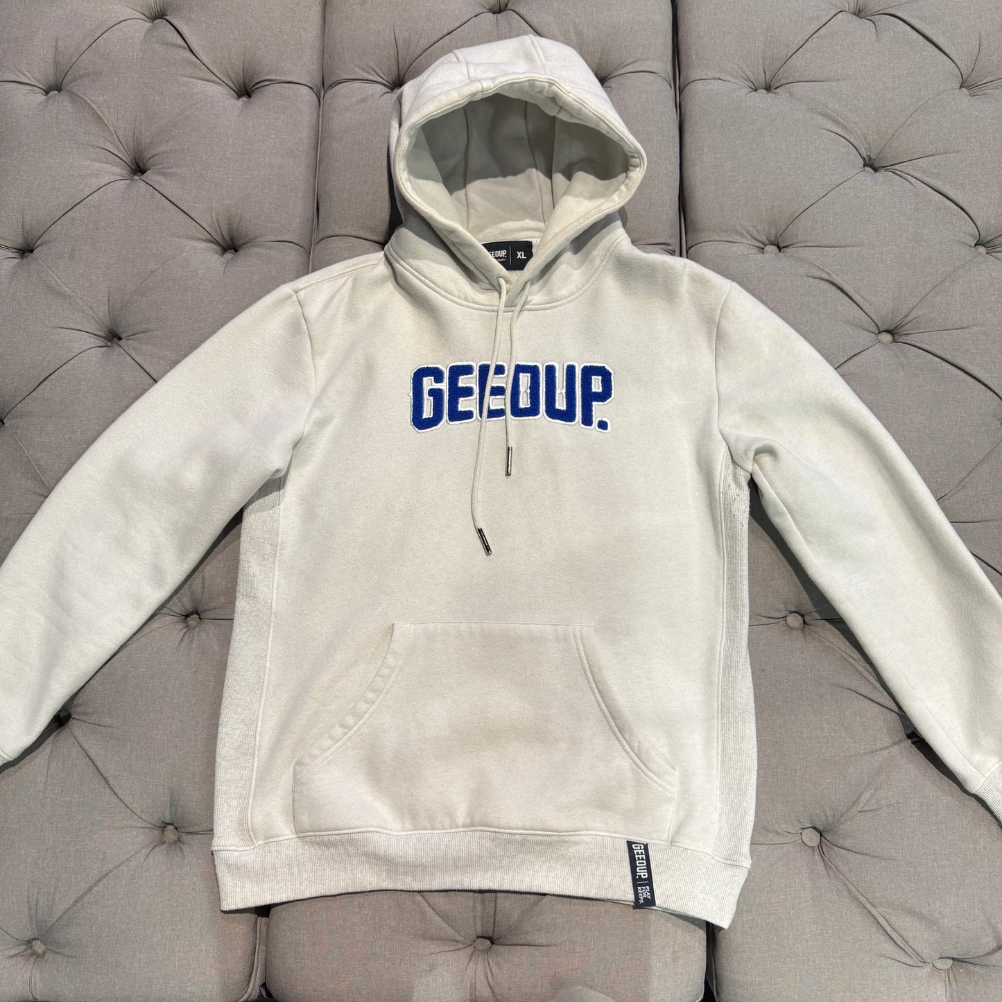 Geedup Play For Keeps Hoodie 'White Marle Blue' (Second hand)