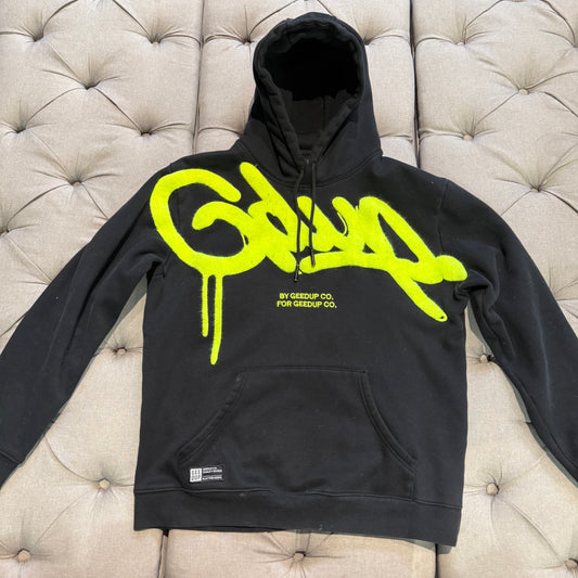 Geedup Handstyle Hoodie 'Black Hyper Yellow' (Second hand)