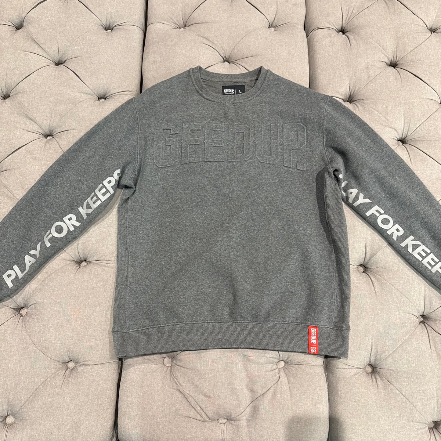 Geedup Embossed Logo PFK Crewneck 'Grey' (Second hand)