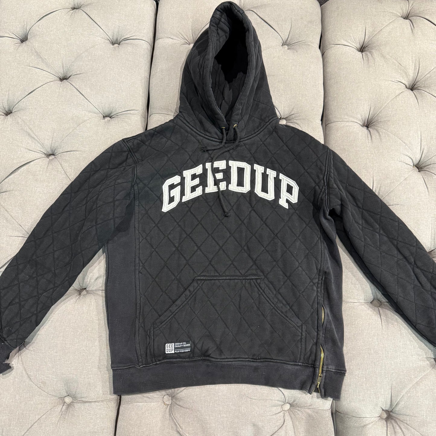 Geedup Quilt Logo Hoodie 'Black' (Second hand)
