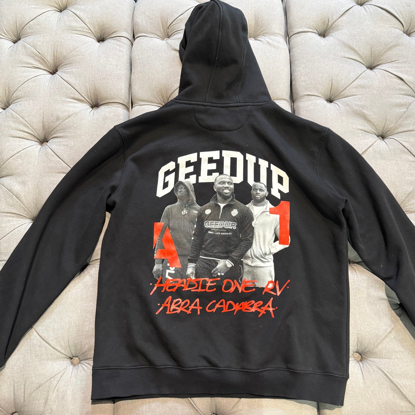 Geedup X Spotify A1 Headie One RV Abra Cadabra Hoodie 'Black Red' (Second hand)