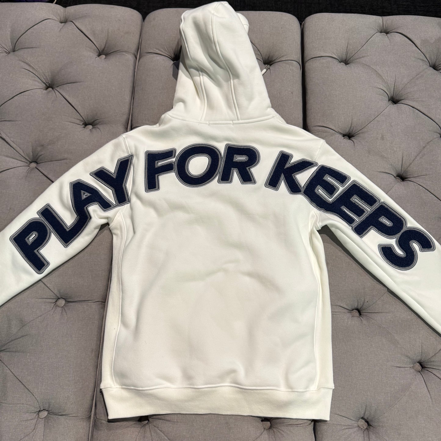 Geedup Play For Keeps Hoodie 'White Navy Blue' (Second hand)
