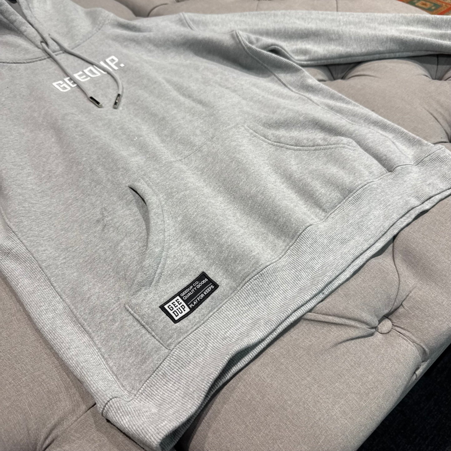 Geedup Hood Logo Hoodie 'Grey White' (Second hand)