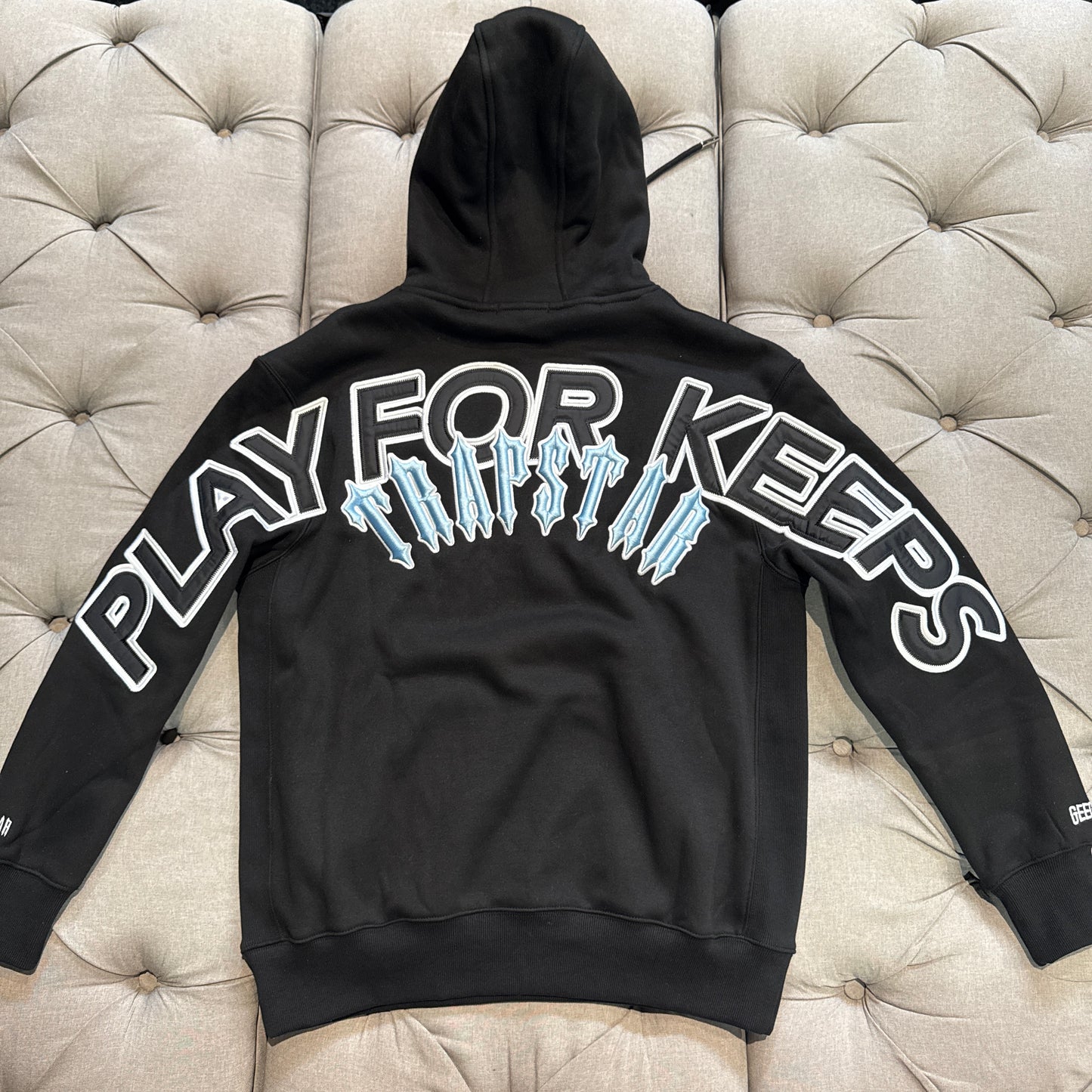 Geedup x Trapstar PFK x Irongate Hoodie 'Black Blue' (Brand New)