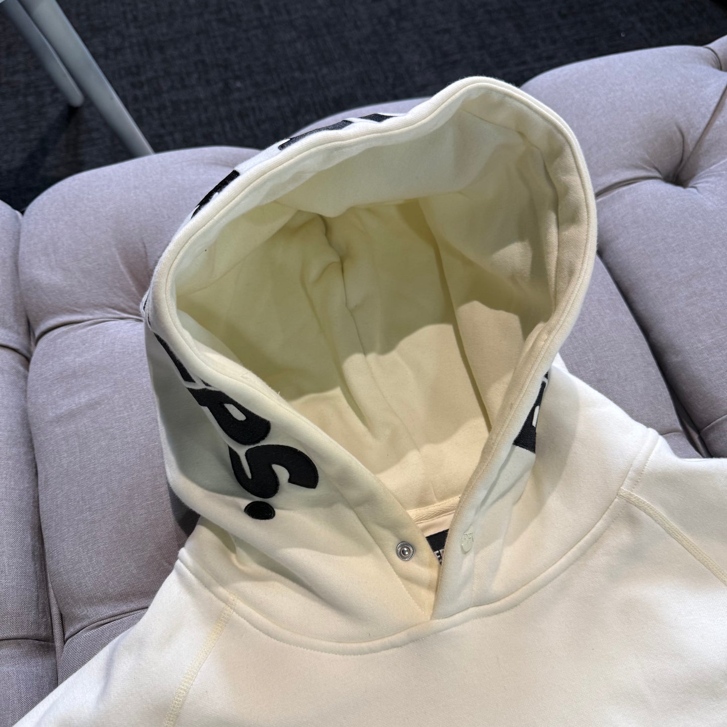 Geedup PFK Hood Logo Script Hoodie 'Cream Black' (Second hand)