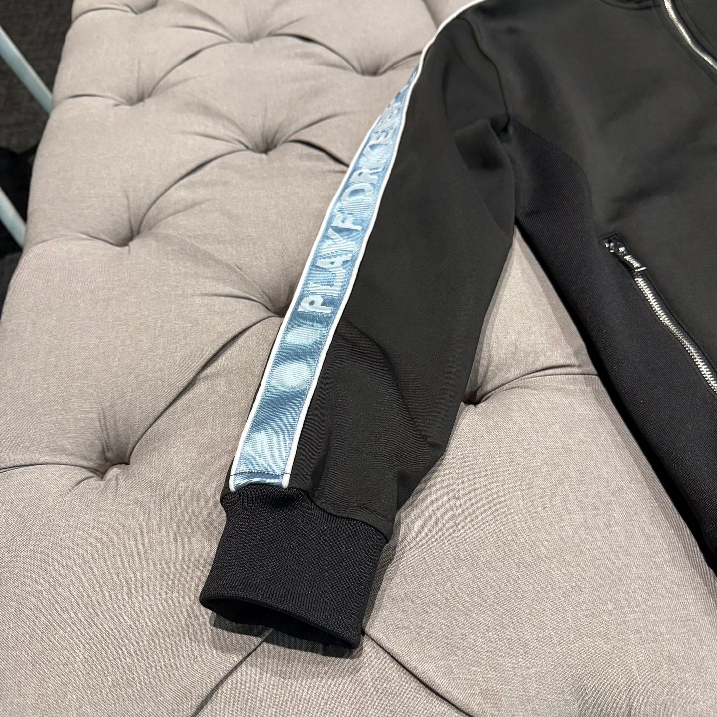 Geedup Play For Keeps Zip-Up Track Jacket ‘Black Baby Blue’ (Second hand)