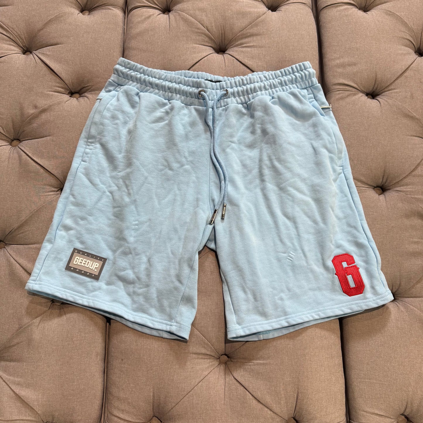 Geedup G Logo Shorts 'Baby Blue Red' (Second hand)