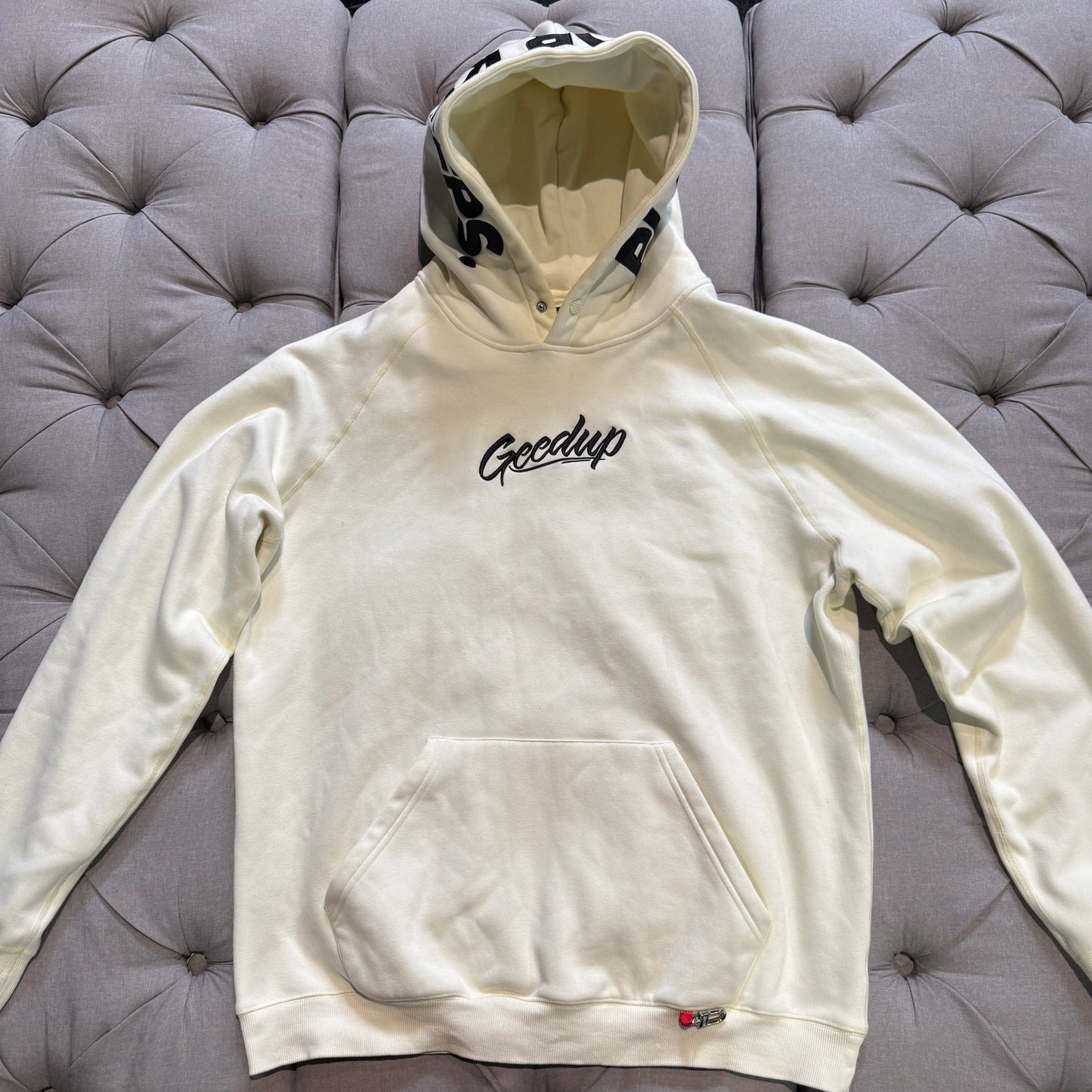 Geedup PFK Hood Logo Script Hoodie 'Cream Black' (Second hand)