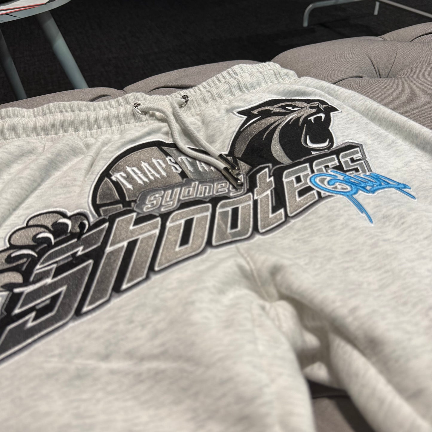 Geedup X Trapstar Sydney Shooters Trackpants 'White Marle/Blue' (Brand New)