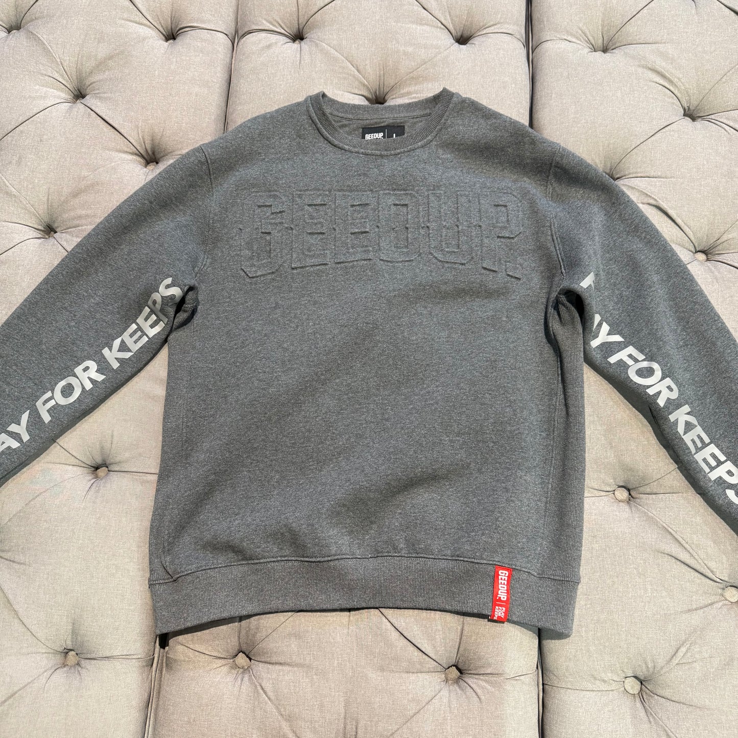 Geedup Embossed Logo Crewneck 'Dark Grey' (Second hand)