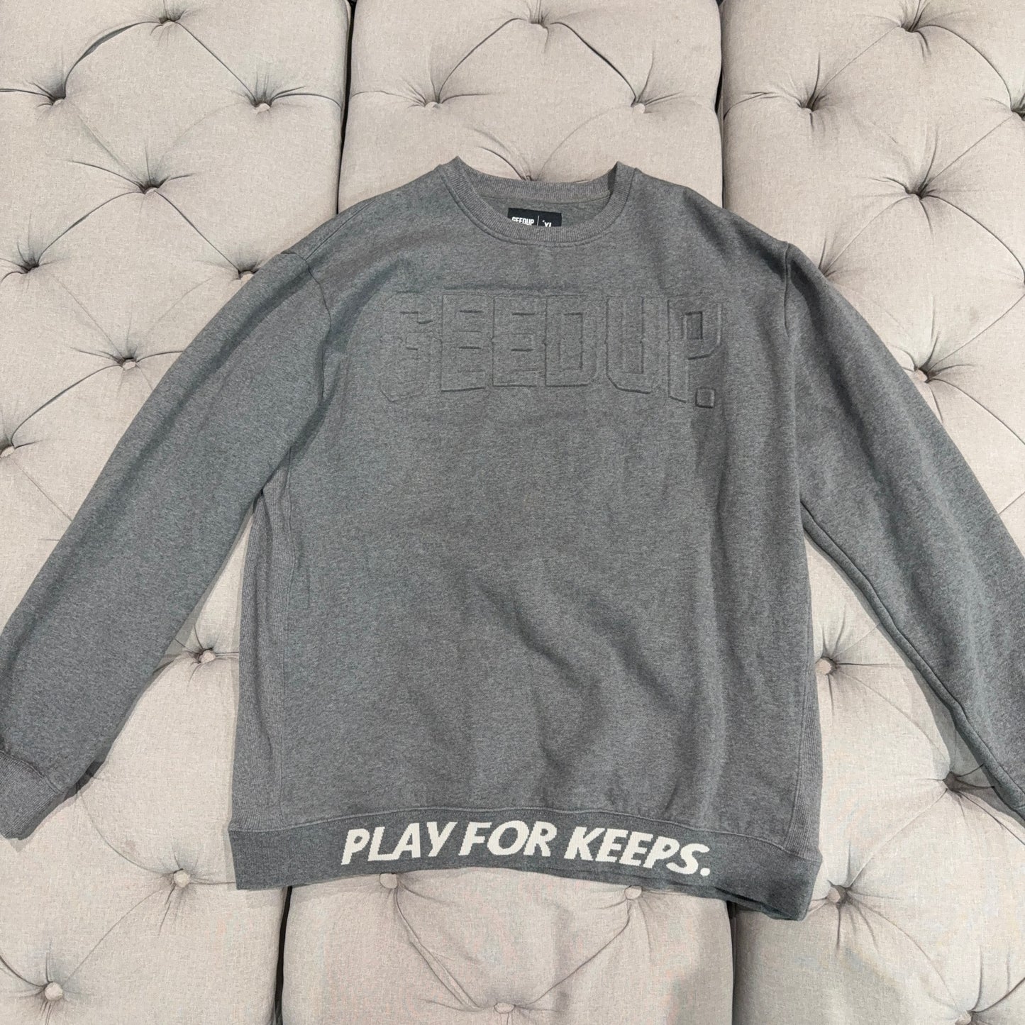 Geedup Embossed Logo Play For Keeps Crewneck 'Ash Grey' (Second hand)