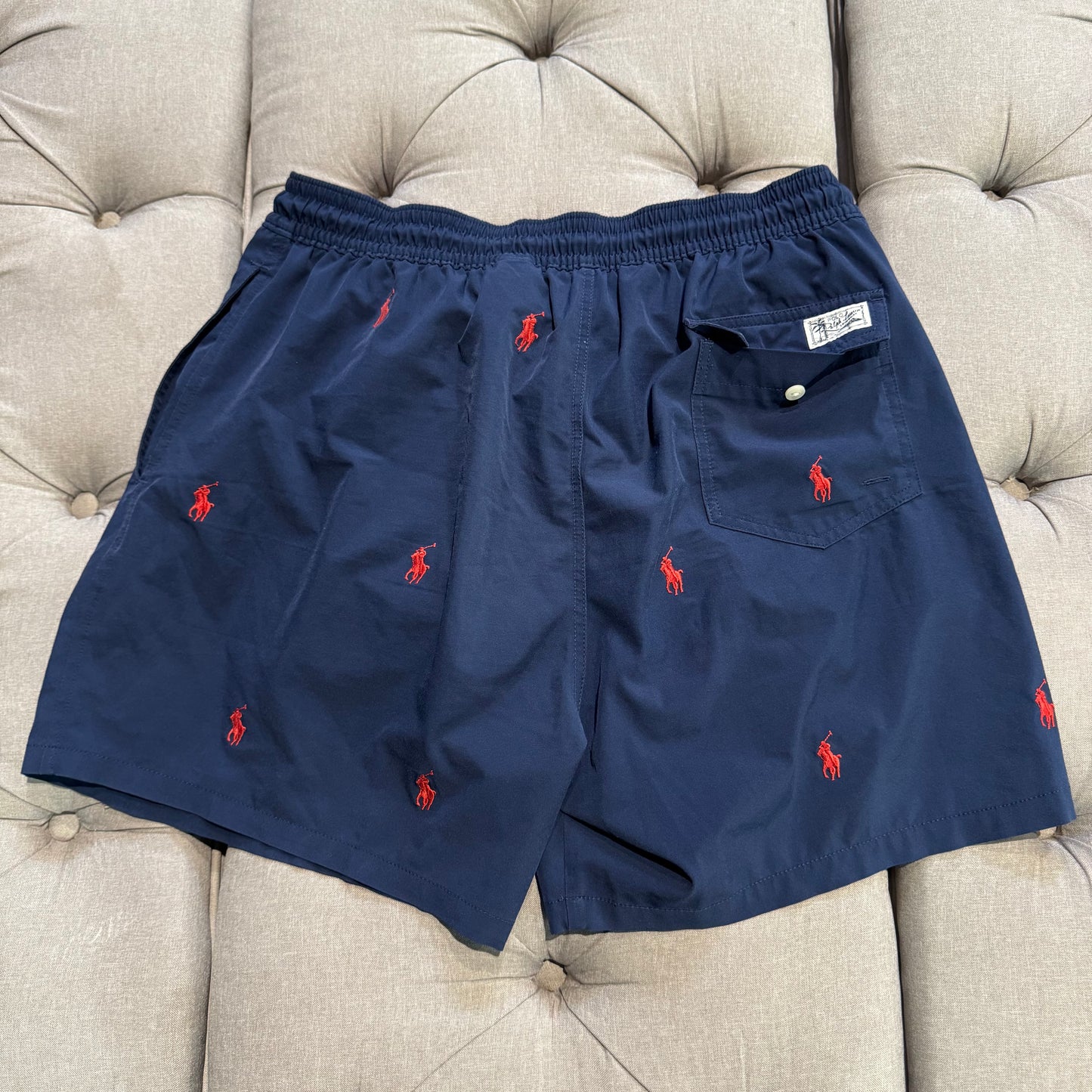 Ralph Lauren Polo All Over Logo Shorts 'Navy Red' (Second hand)