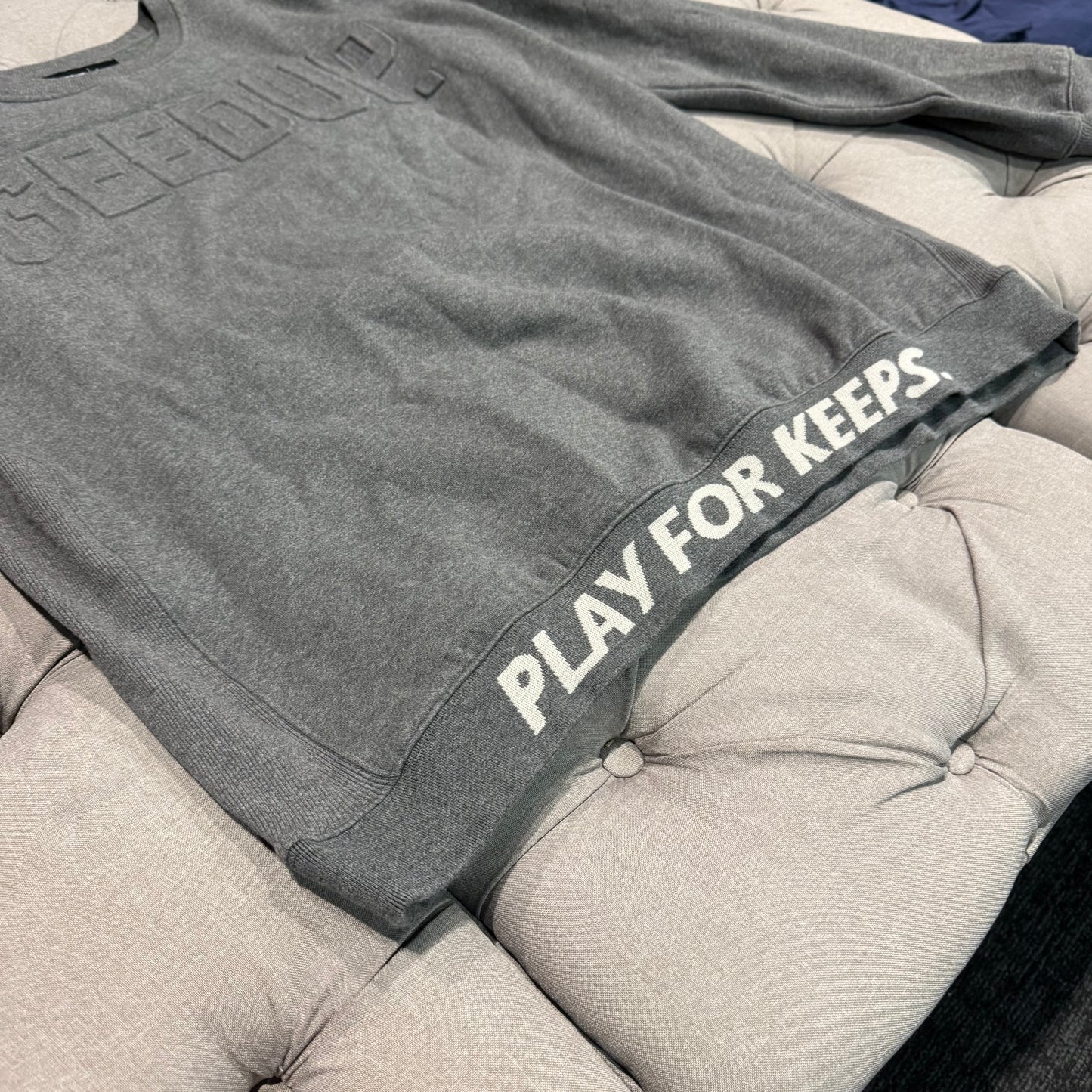 Geedup Embossed Logo Play For Keeps Crewneck 'Ash Grey' (Second hand)