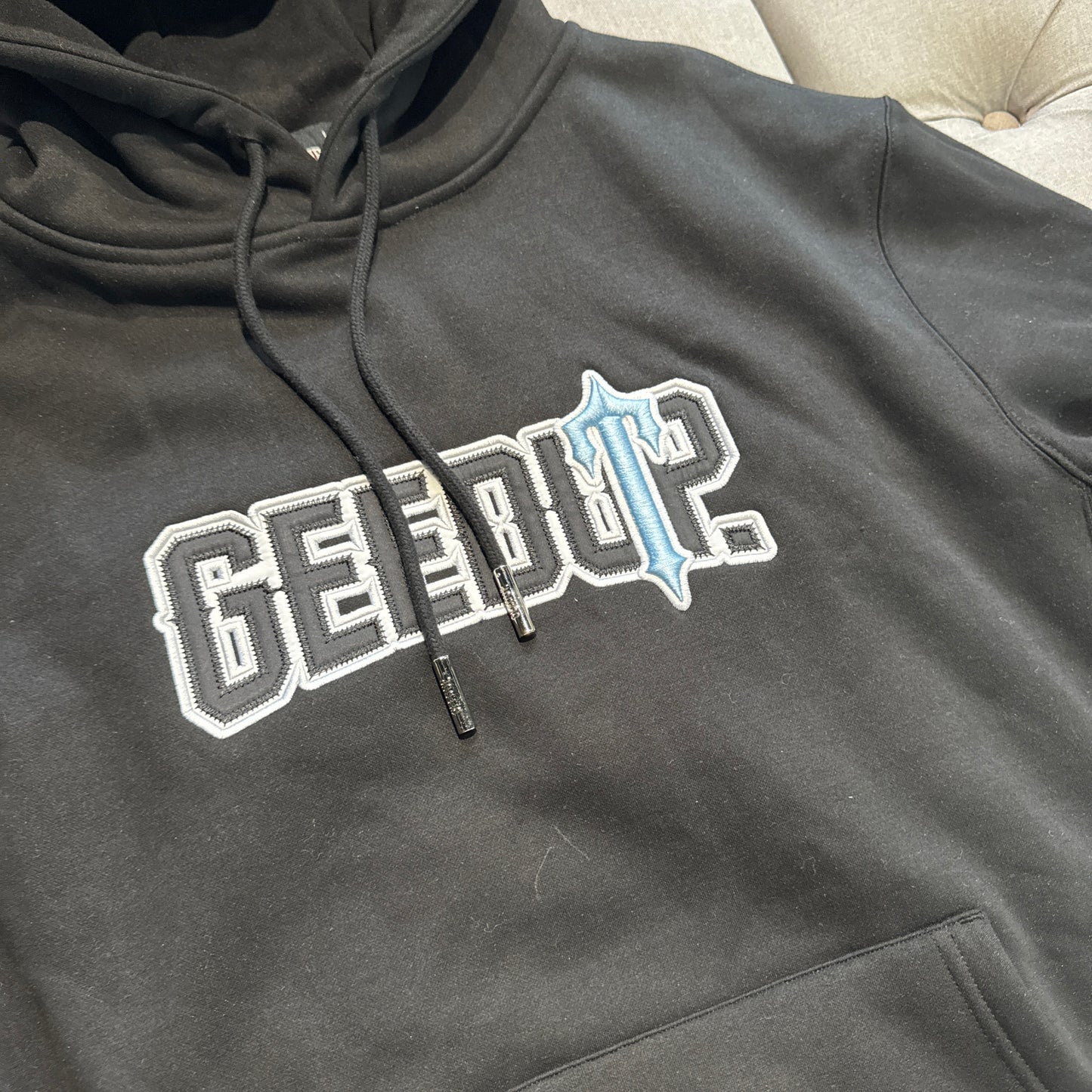 Geedup x Trapstar PFK x Irongate Hoodie 'Black Blue' (Brand New)
