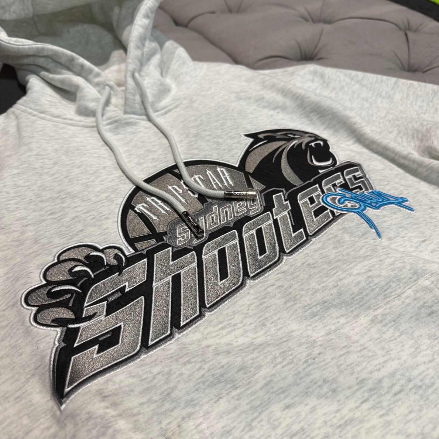 Geedup X Trapstar Sydney Shooters Hoodie 'White Marle/Blue'
