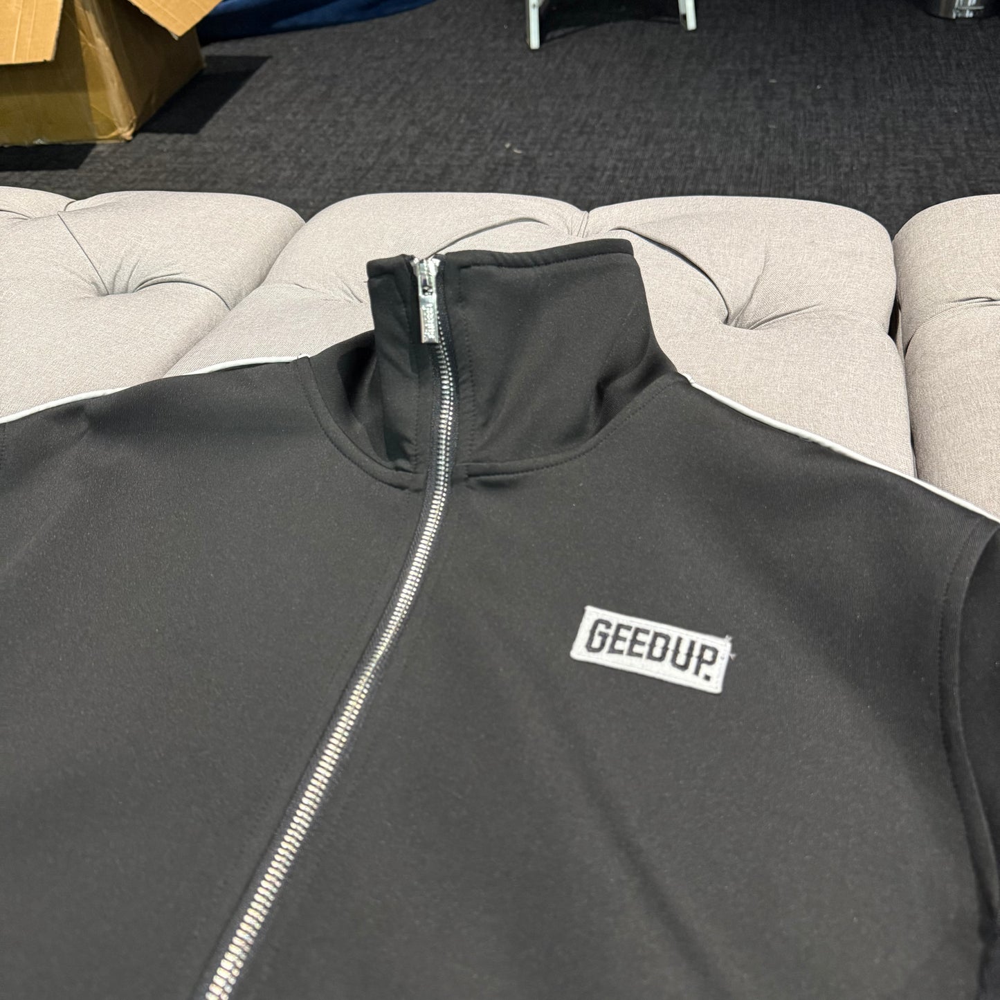 Geedup Play For Keeps Zip-Up Track Jacket ‘Black Baby Blue’ (Second hand)