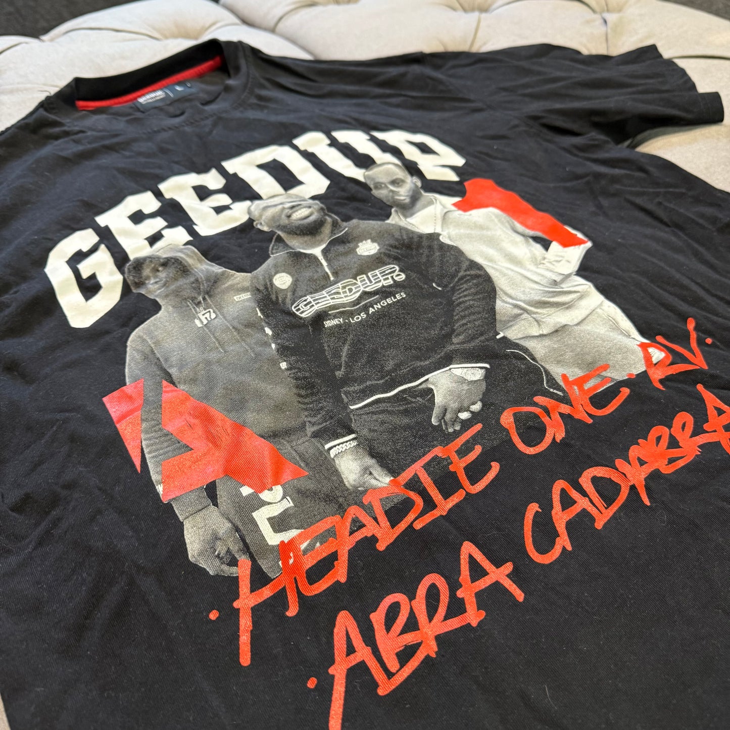 Geedup X Spotify A1 Headie One RV Abra Cadabra T-shirt 'Black Red' (Second hand)