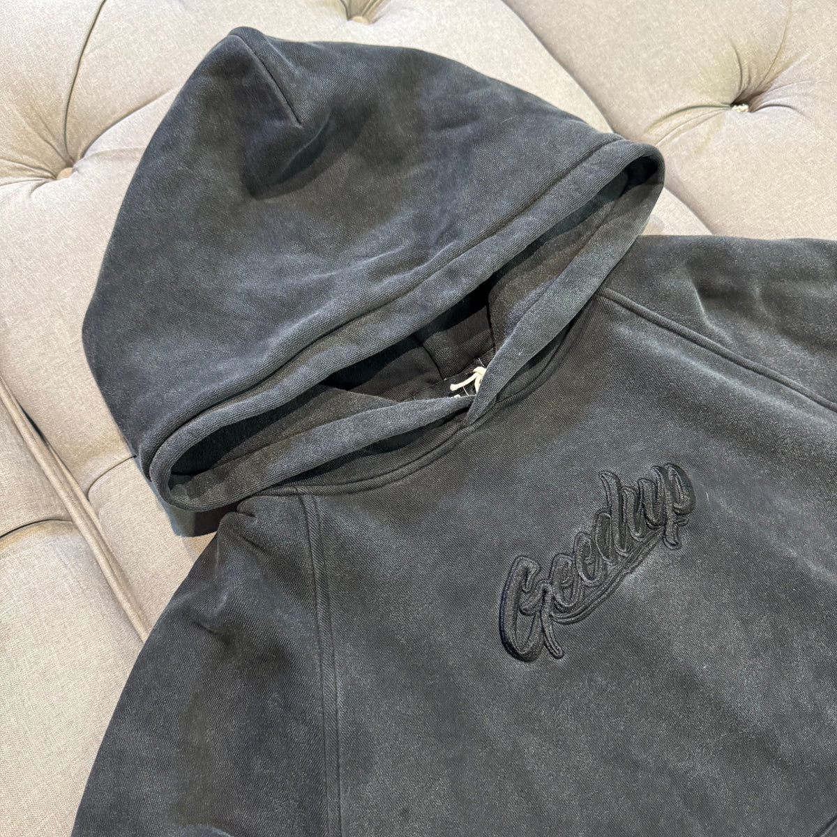 Geedup OS Script Hoodie 'Washed Black' (Second hand)