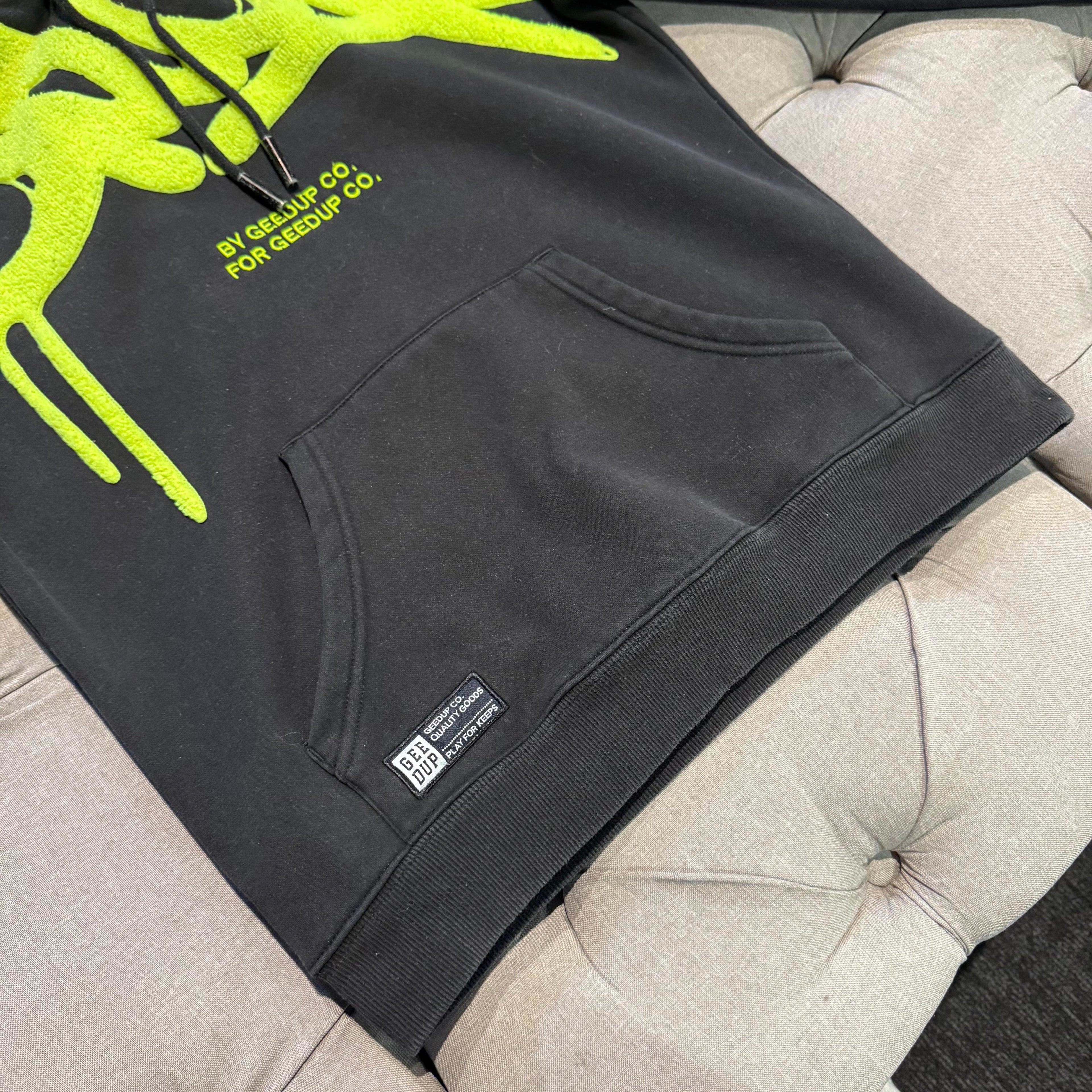Geedup Handstyle Hoodie 'Black Neon Yellow' (Second hand)