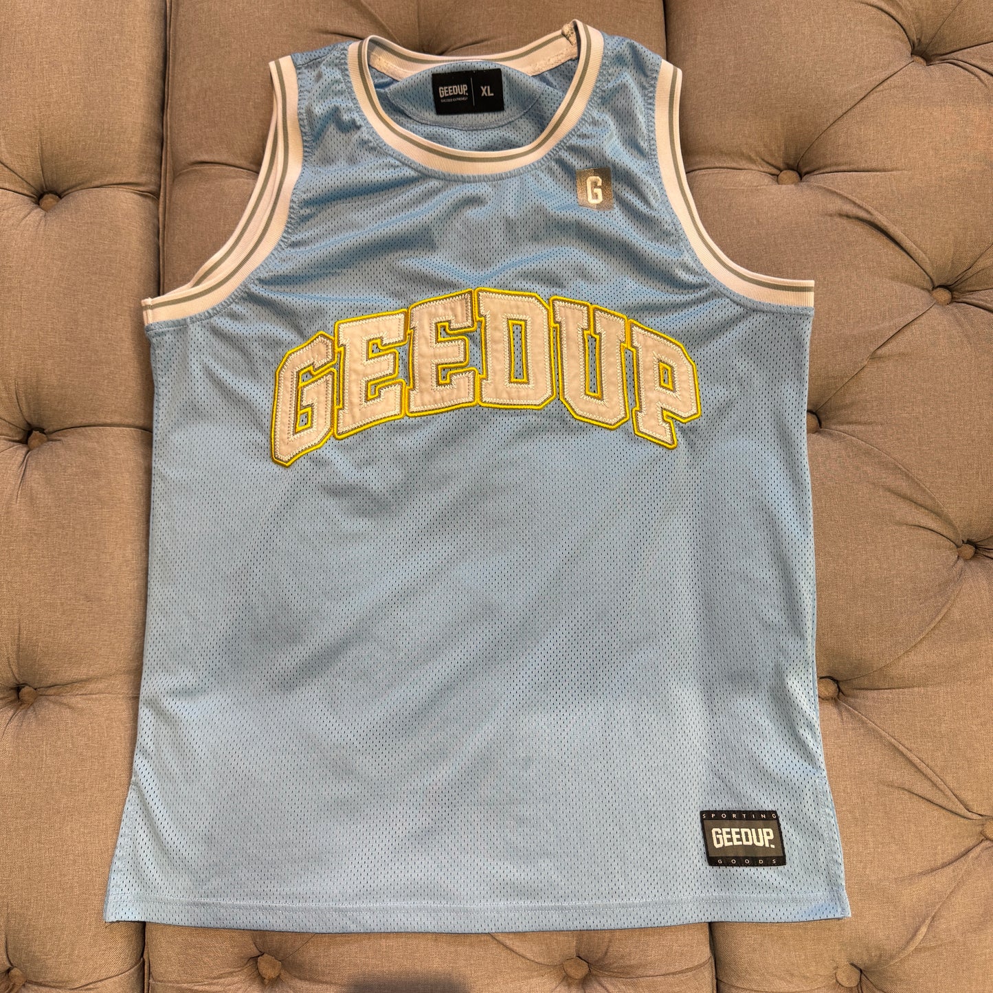 Geedup Basketball Mesh Jersey ‘Baby Blue Yellow’ (Second hand)