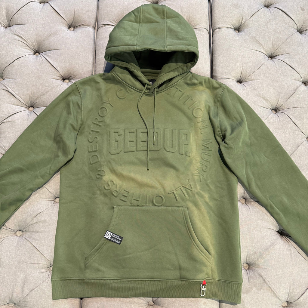 Geedup O/S Emblem Emboss Hoodie 'Military Green' (Second hand)