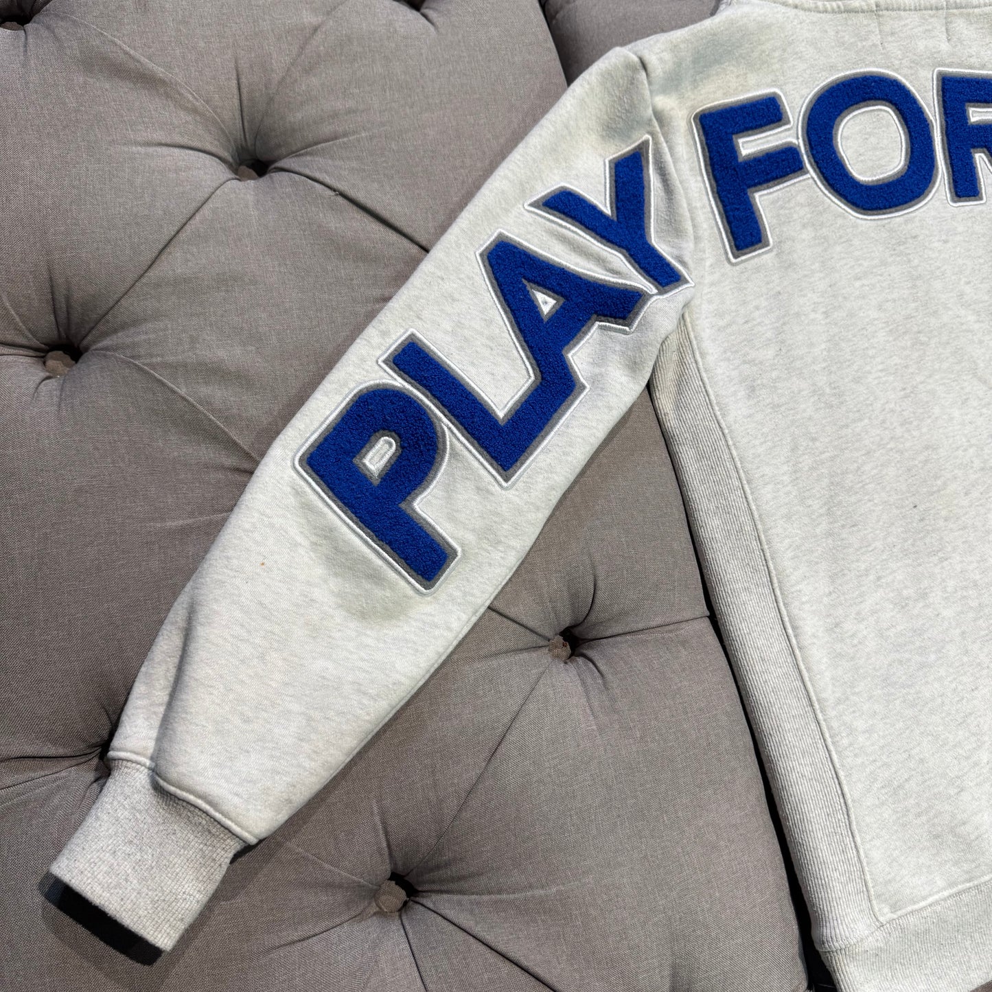 Geedup Play For Keeps Hoodie 'White Marle Blue' (Second hand)