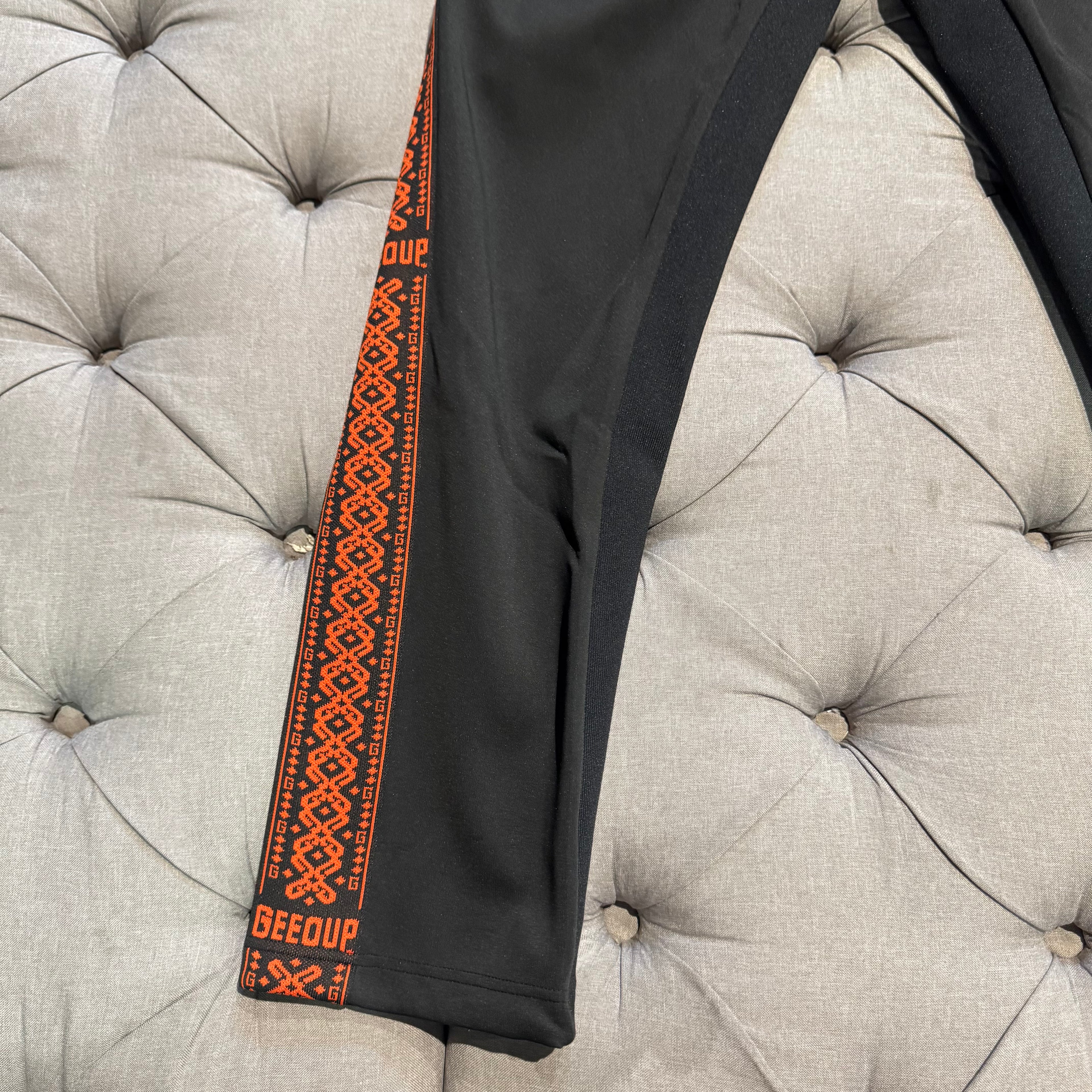 Geedup Core Logo G-Tape Track Pants 'Black Burnt Orange' (Second hand)