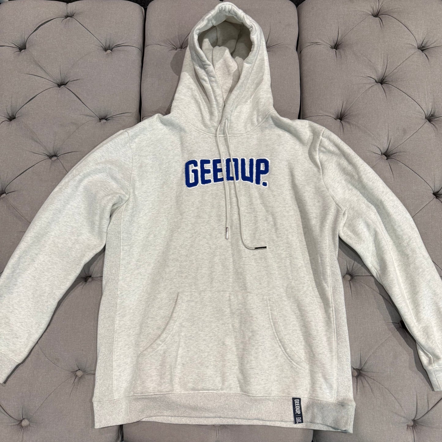 Geedup Play For Keeps Hoodie 'White Marle Blue' (Second hand)