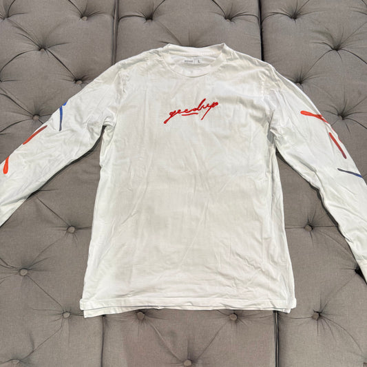 Geedup OG Script Long Sleeve T-Shirt 'White Red/Blue' (10+ YEAR OLD RELEASE) (Second hand)