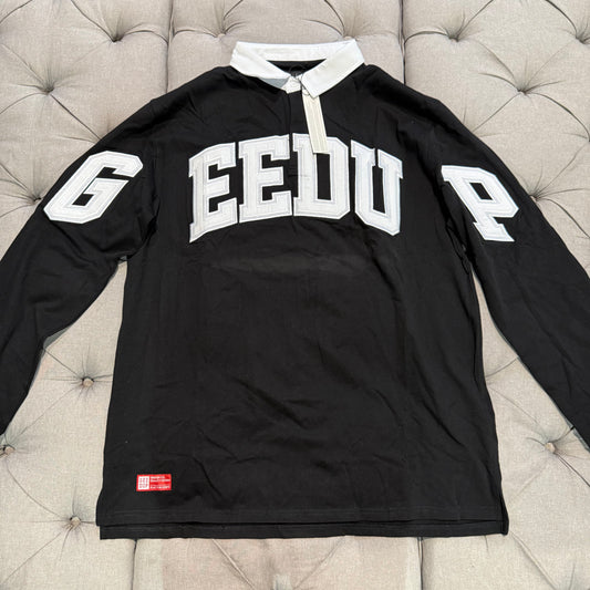 Geedup Team Logo Polo Long Sleeve Shirt 'Black White' (Second hand)