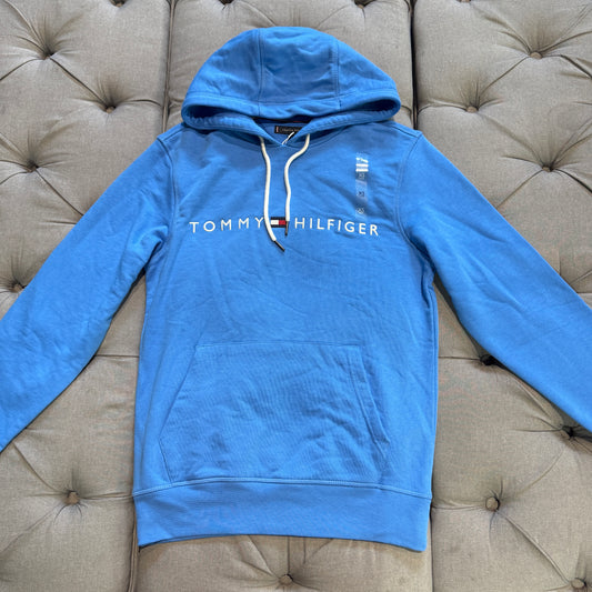 Tommy Hilfiger Embroided Linear Logo Hoodie 'Blue'