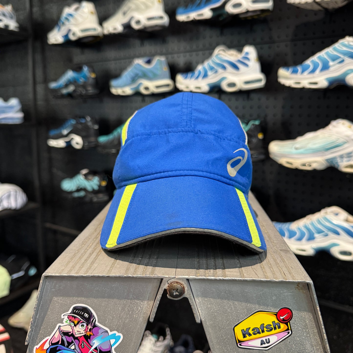 Asics Running Cap 'Blue Neon Green' (Second hand)