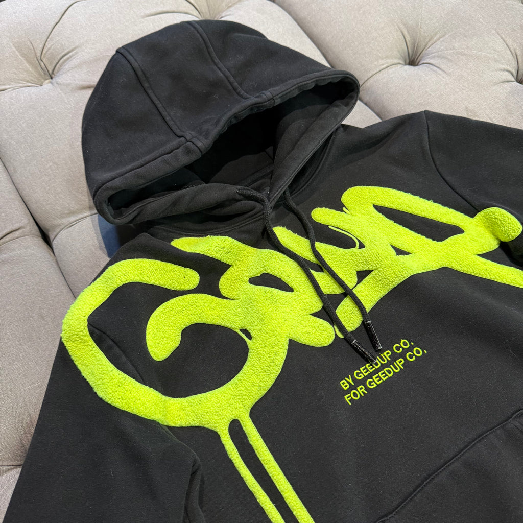 Geedup Handstyle Hoodie 'Black Neon Yellow' (Second hand)