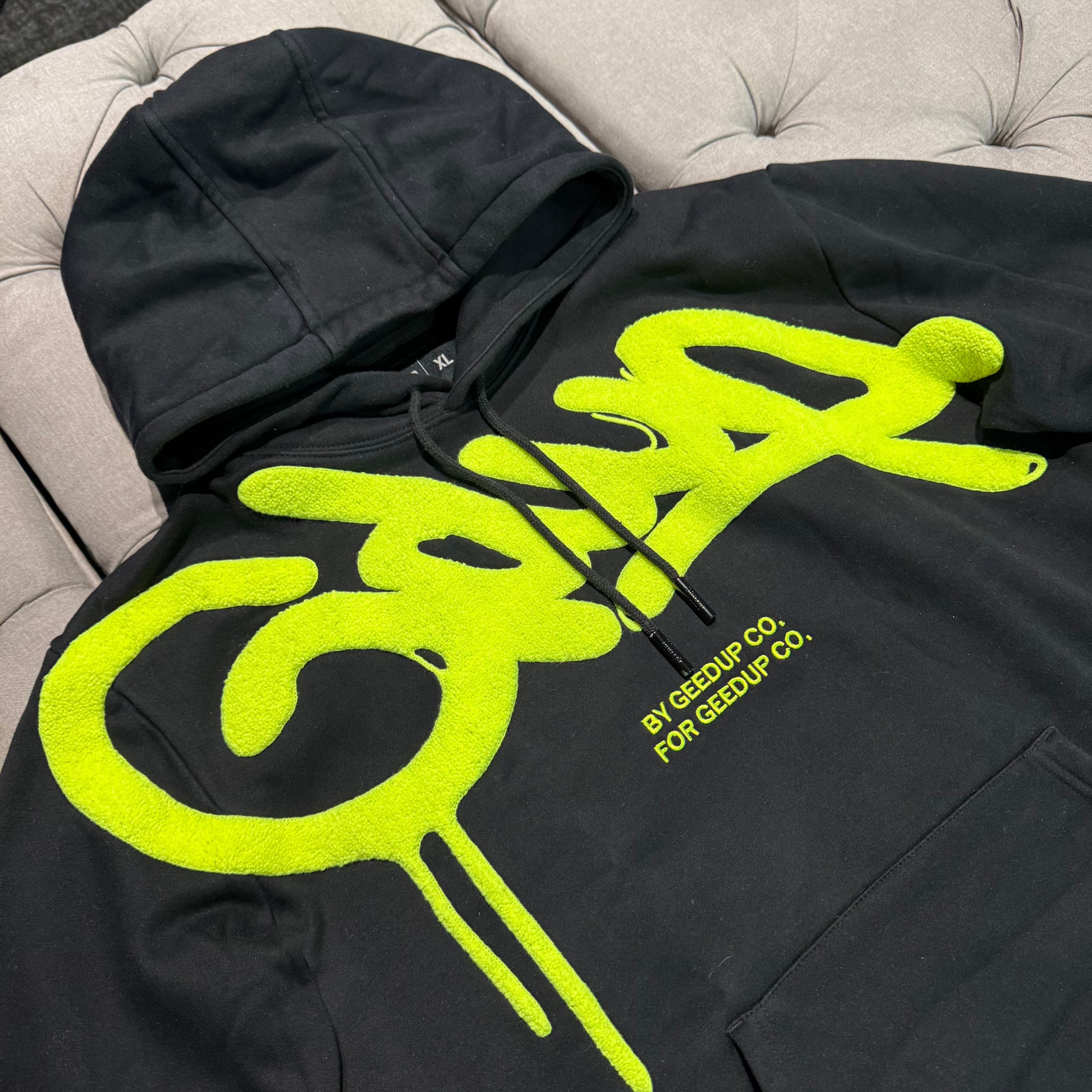 Geedup Handstyle Hoodie 'Black Hyper Yellow' (Second hand)