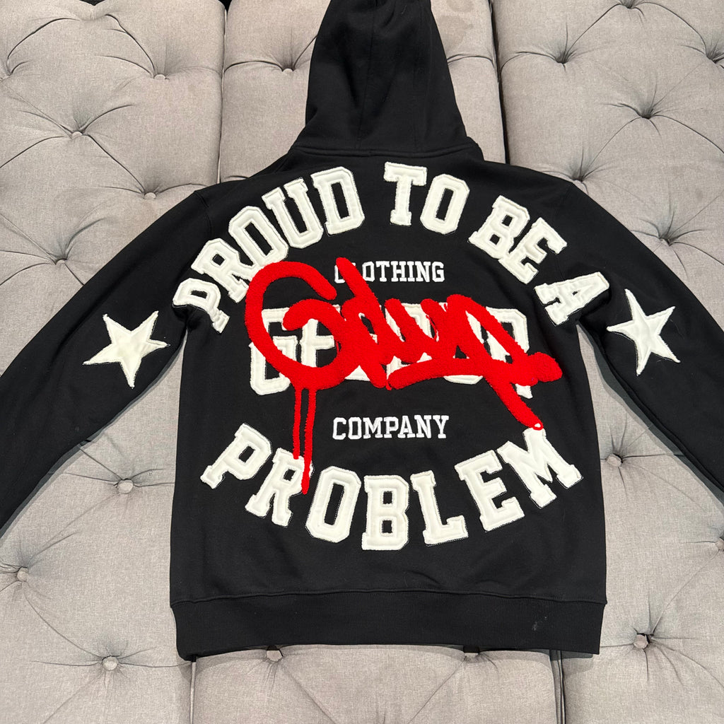 Geedup Proud To Be A Problem Hoodie 'Black White Red' (Second hand)