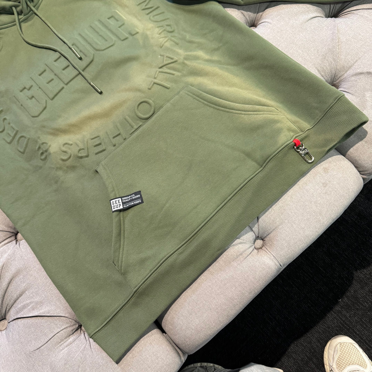 Geedup O/S Emblem Emboss Hoodie 'Military Green' (Second hand)