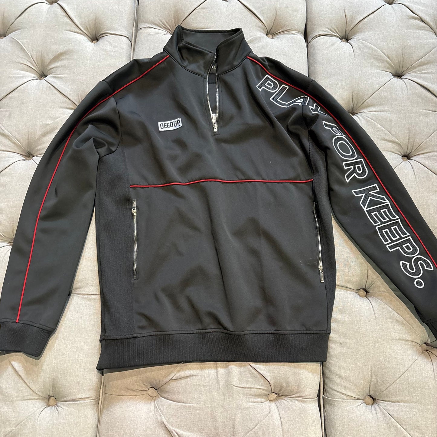 Geedup Play For Keeps Quarter Zip 'Black Red' (Second hand)