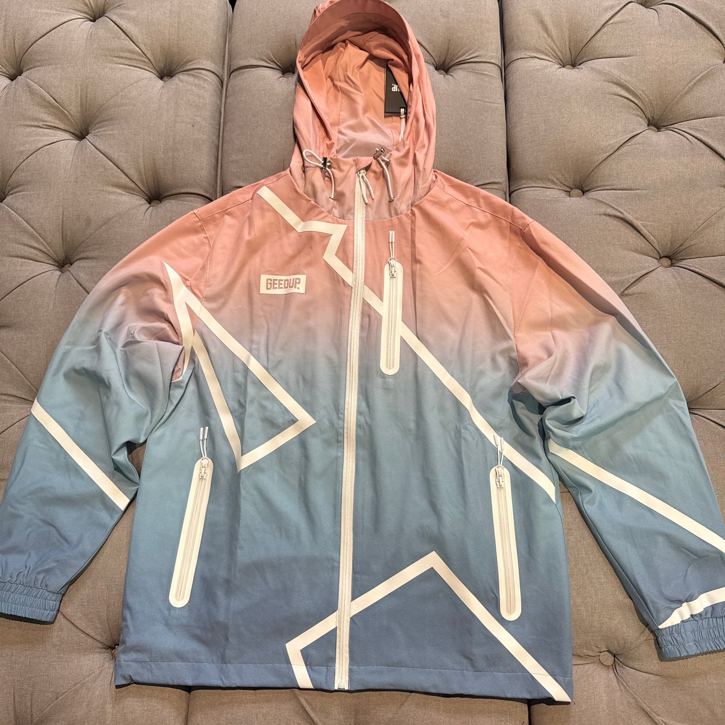 Geedup X ArrDee Sublimated Zipup Jacket 'Baby Blue Peach' (Brand New)