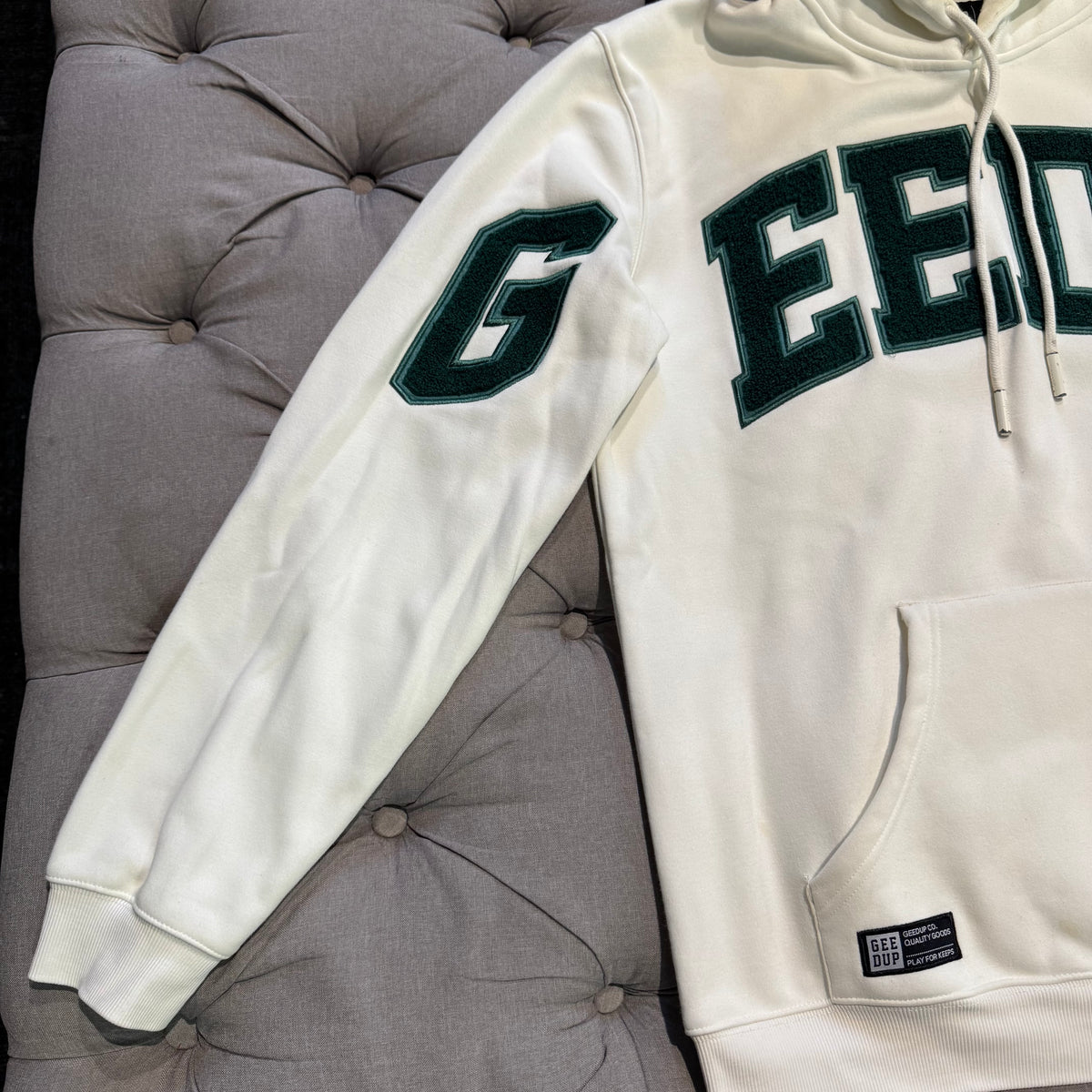 Geedup Team Logo Hoodie 'White Green' (Second hand)