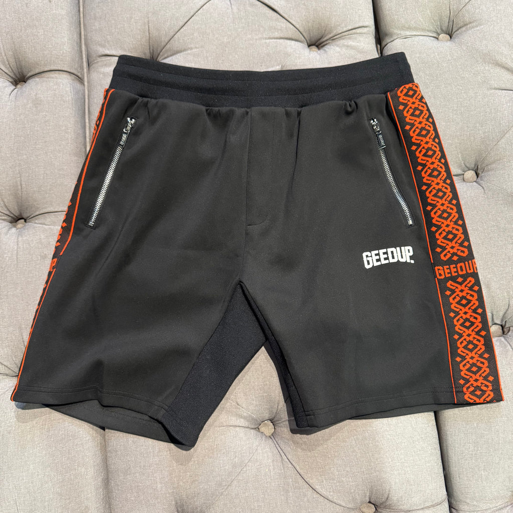 Geedup Core Logo G-Tape Shorts 'Black Burnt Orange' (Second hand)