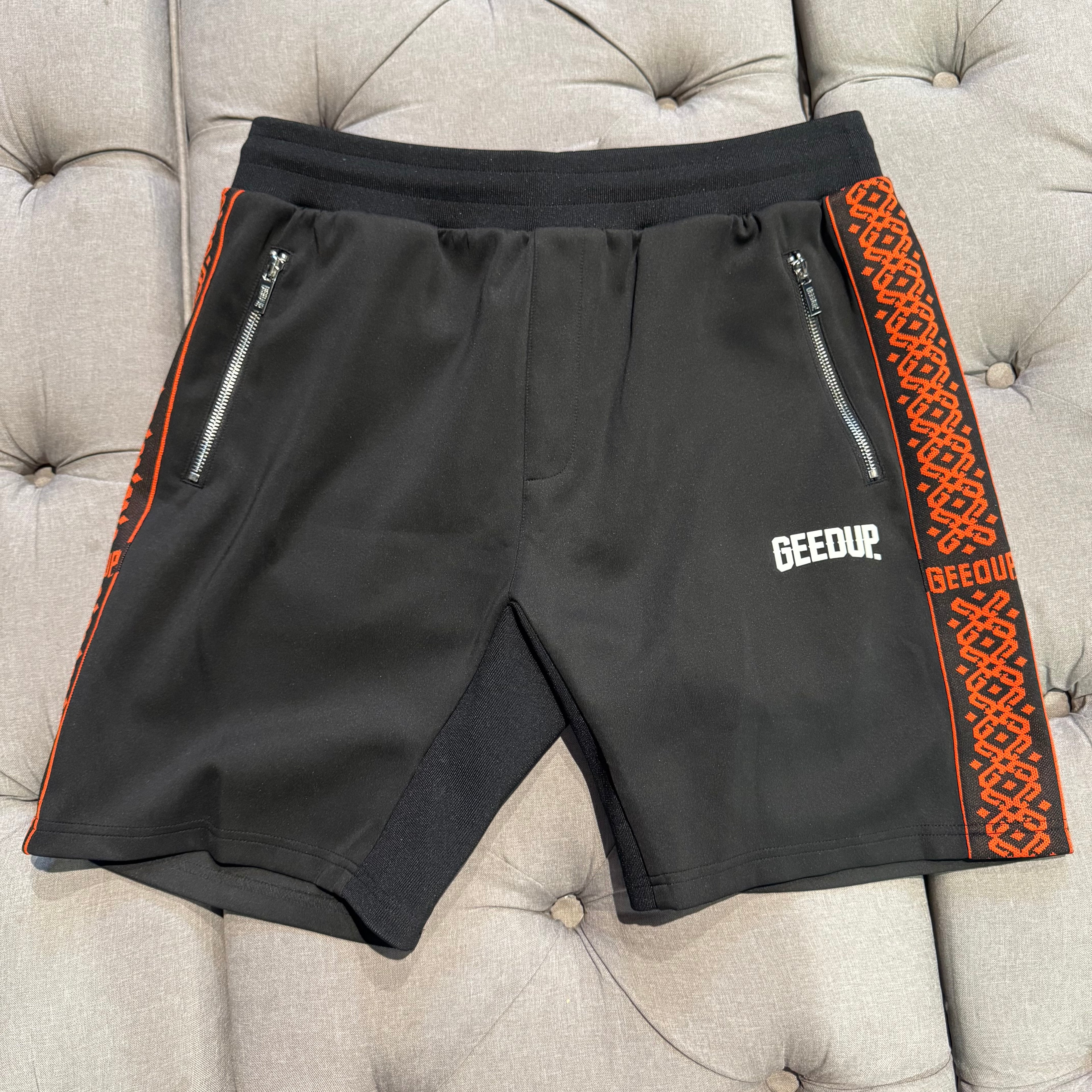 Geedup Core Logo G-Tape Shorts 'Black Burnt Orange' (Second hand)