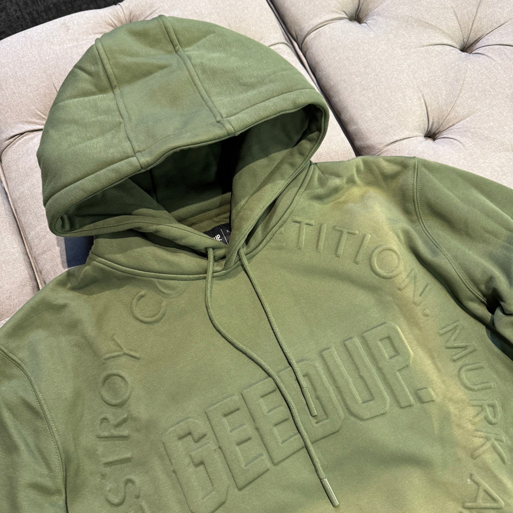 Geedup O/S Emblem Emboss Hoodie 'Military Green' (Second hand)