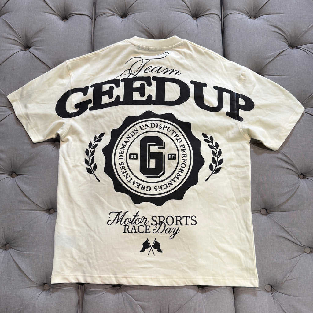 Geedup Motorsports Raceday T-shirt 'Cream Black' (Second hand)