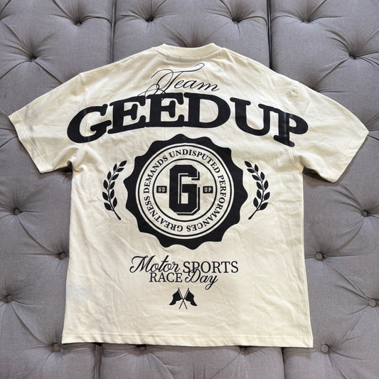 Geedup Motorsports Raceday T-shirt 'Cream Black' (Second hand)
