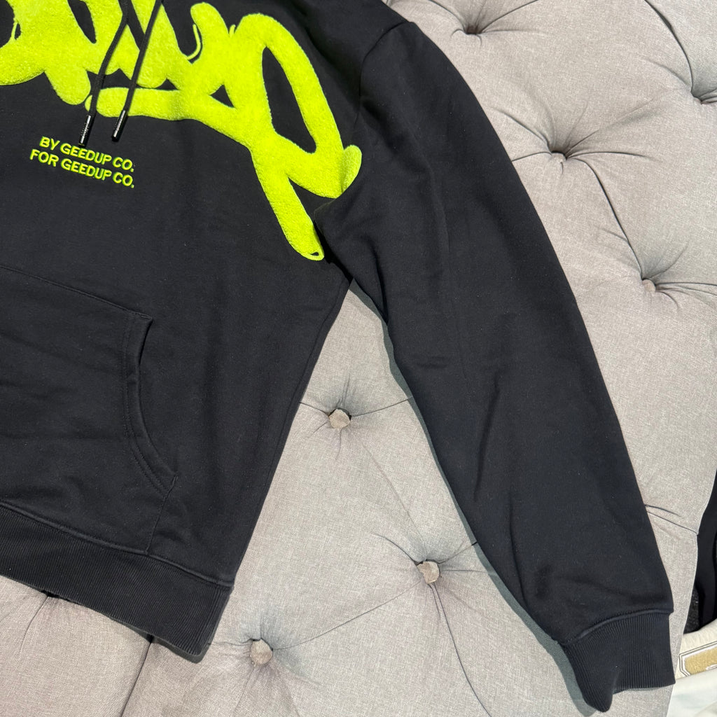 Geedup Handstyle Hoodie 'Black Hyper Yellow' (Second hand)