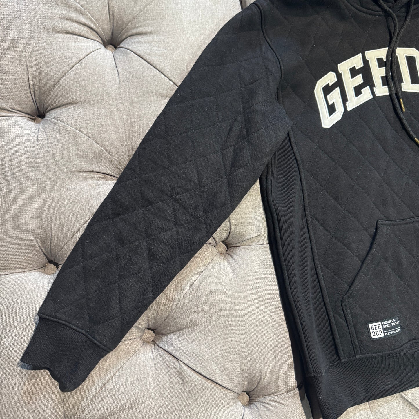 Geedup Stitched Quilt Hoodie 'Black' (Second hand)