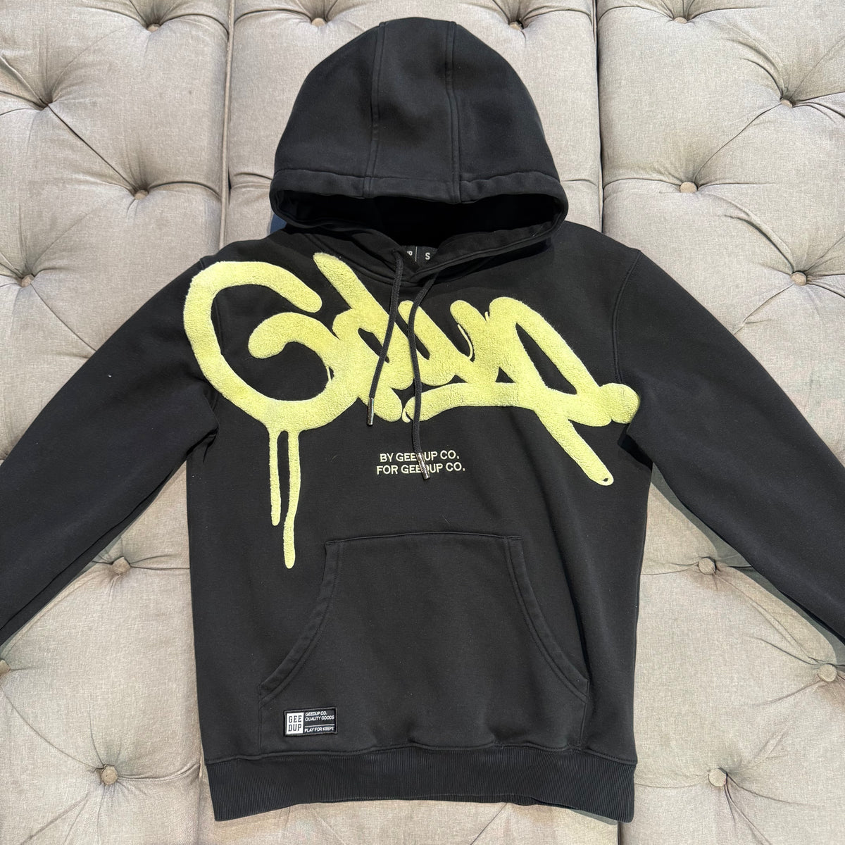 Geedup Handstyle Hoodie 'Black Hyper Yellow' (Second hand)