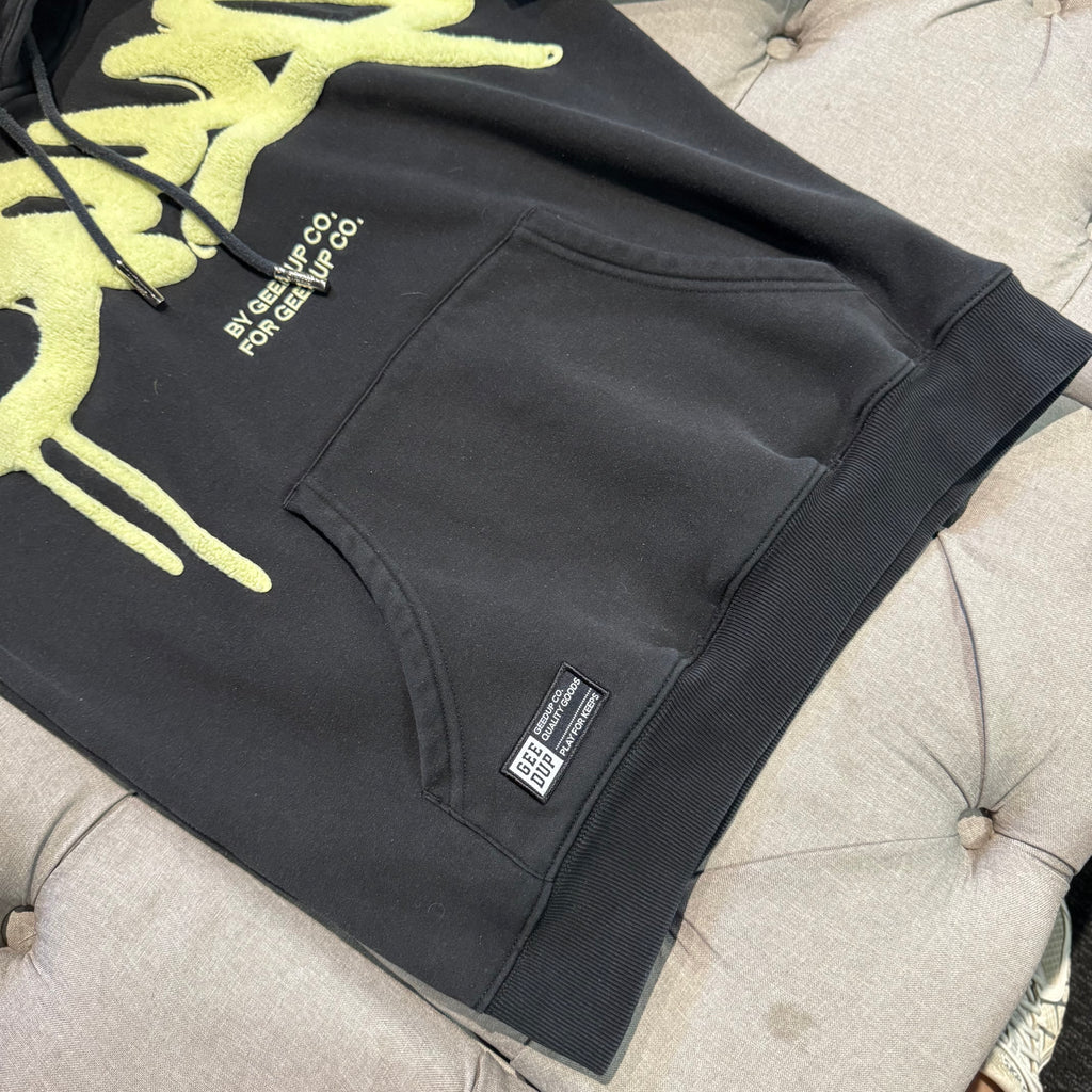 Geedup Handstyle Hoodie 'Black Hyper Yellow' (Second hand)