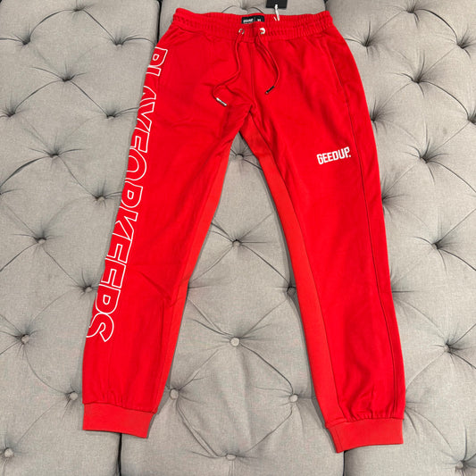 Geedup Play For Keeps Panel Track Pants 'Red White' (Second hand)